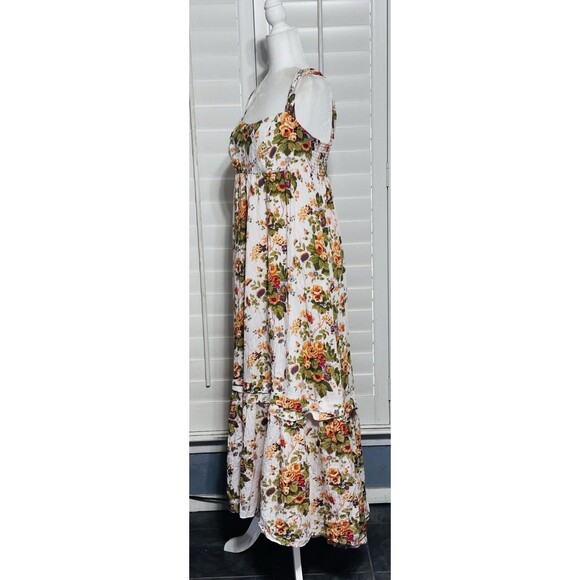 By Anthropologie Size M Square-Neck Lined Floral Maxi Dress Boho Feminine - Picture 6 of 14